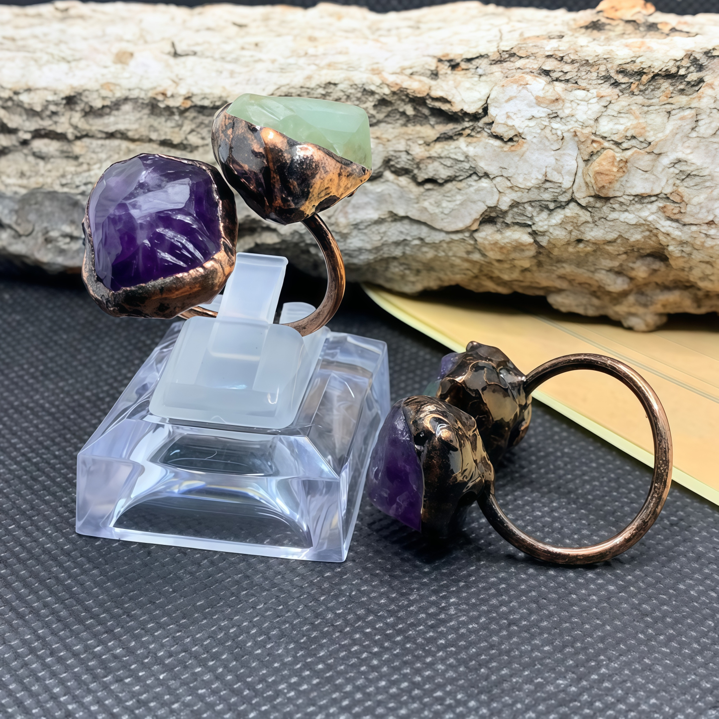 Natural Double-Terminated Crystal Healing Ring | Tibetan Buddhist Meditation Jewelry- EclatDoré