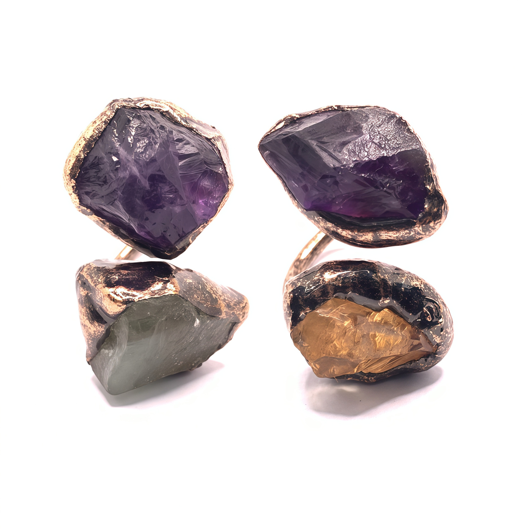 Natural Double-Terminated Crystal Healing Ring | Tibetan Buddhist Meditation Jewelry- EclatDoré