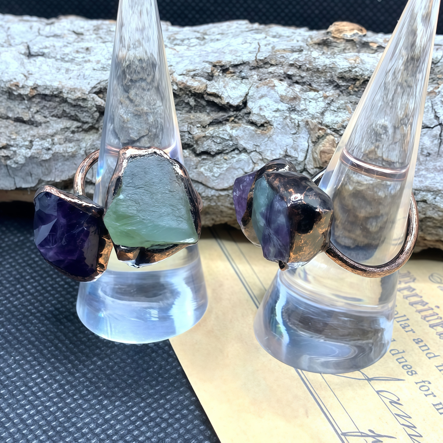 Natural Double-Terminated Crystal Healing Ring | Tibetan Buddhist Meditation Jewelry- EclatDoré