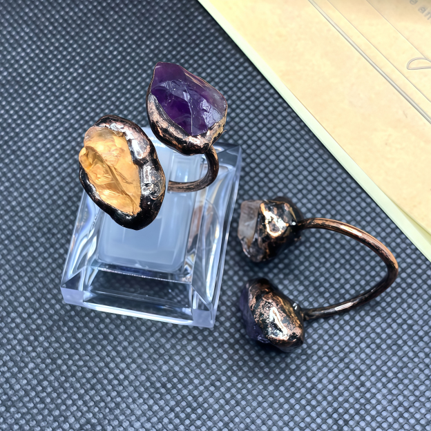 Natural Double-Terminated Crystal Healing Ring | Tibetan Buddhist Meditation Jewelry- EclatDoré