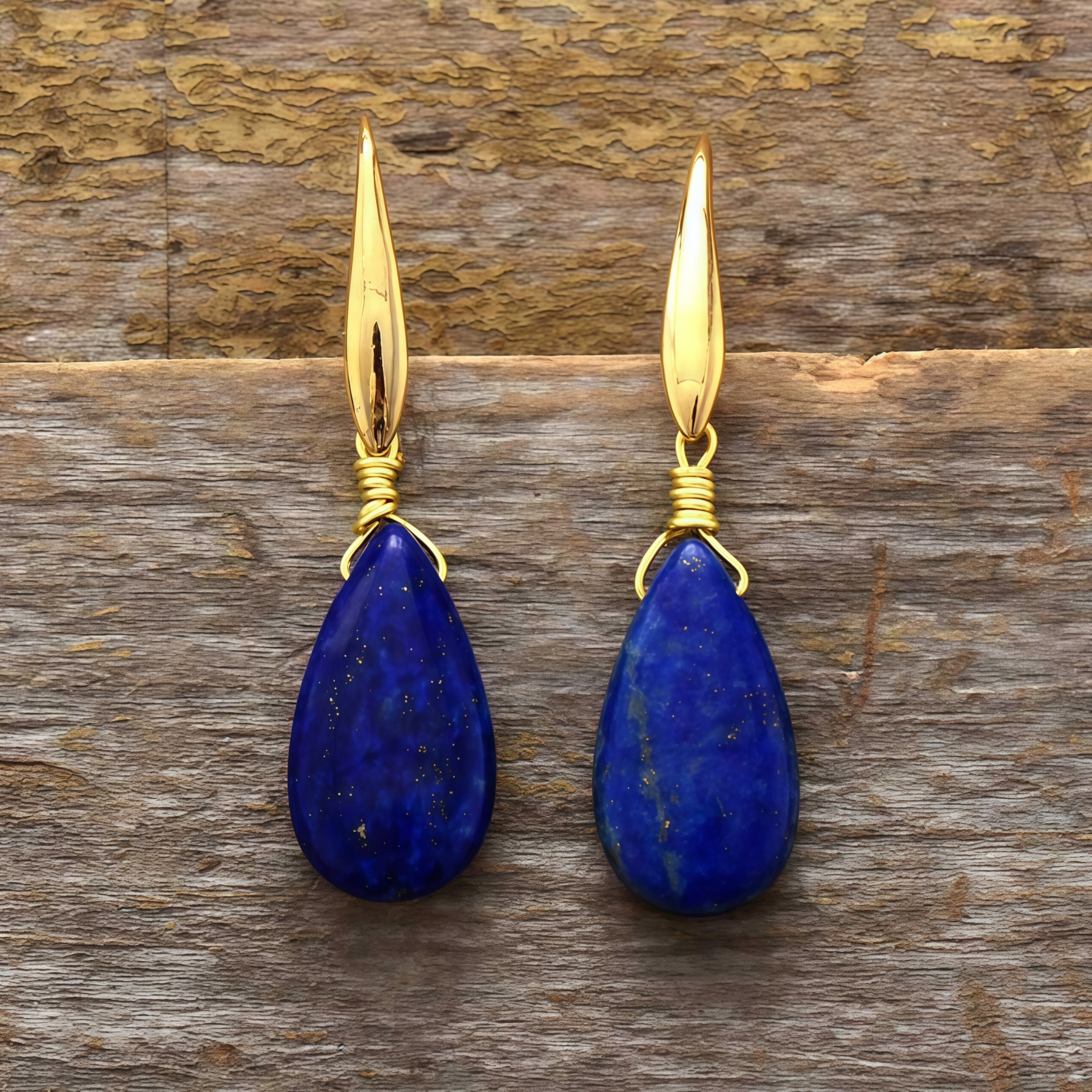 Lapis Lazuli Blue Teardrop Healing Earrings |   Best Gift for Christmas and Valentine's Day- EclatDoré