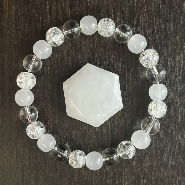 Natural White Cat's Eye Bracelet - Tibetan Buddhist Healing Energy Stone for Spiritual Cleansing- EclatDoré