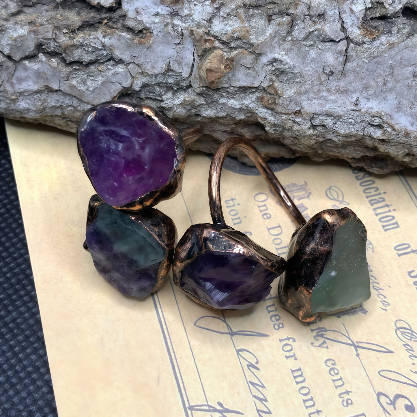 Natural Double-Terminated Crystal Healing Ring | Tibetan Buddhist Meditation Jewelry- EclatDoré