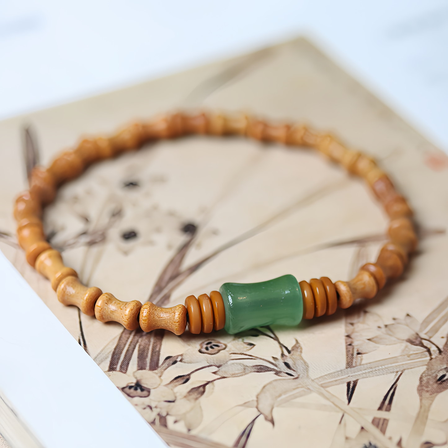 Tibetan Incense Bamboo Knot Jade Bamboo Energy Healing Lucky Charm Zen Wellness Bracelet