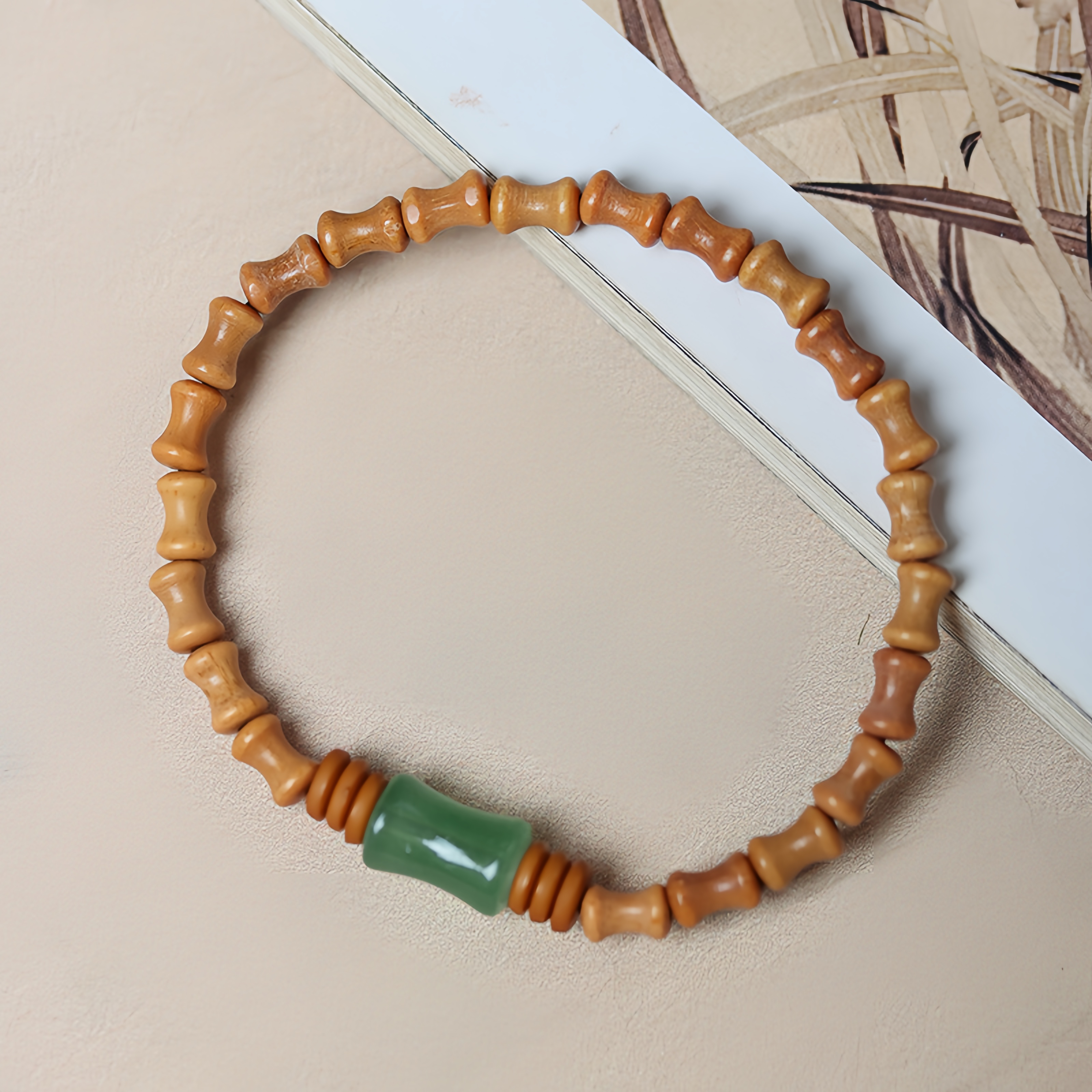 Tibetan Incense Bamboo Knot Jade Bamboo Energy Healing Lucky Charm Zen Wellness Bracelet