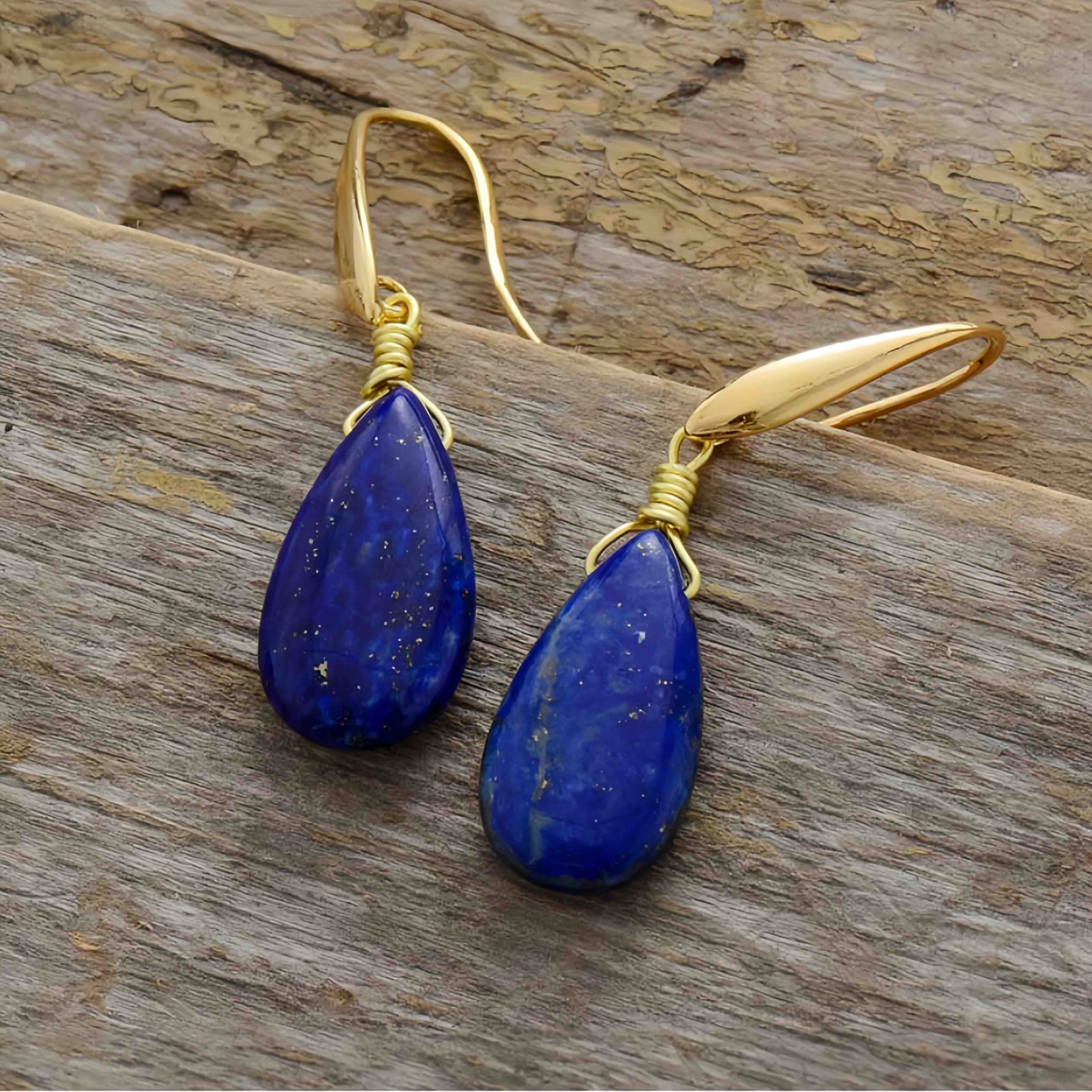 Lapis Lazuli Blue Teardrop Healing Earrings |   Best Gift for Christmas and Valentine's Day- EclatDoré