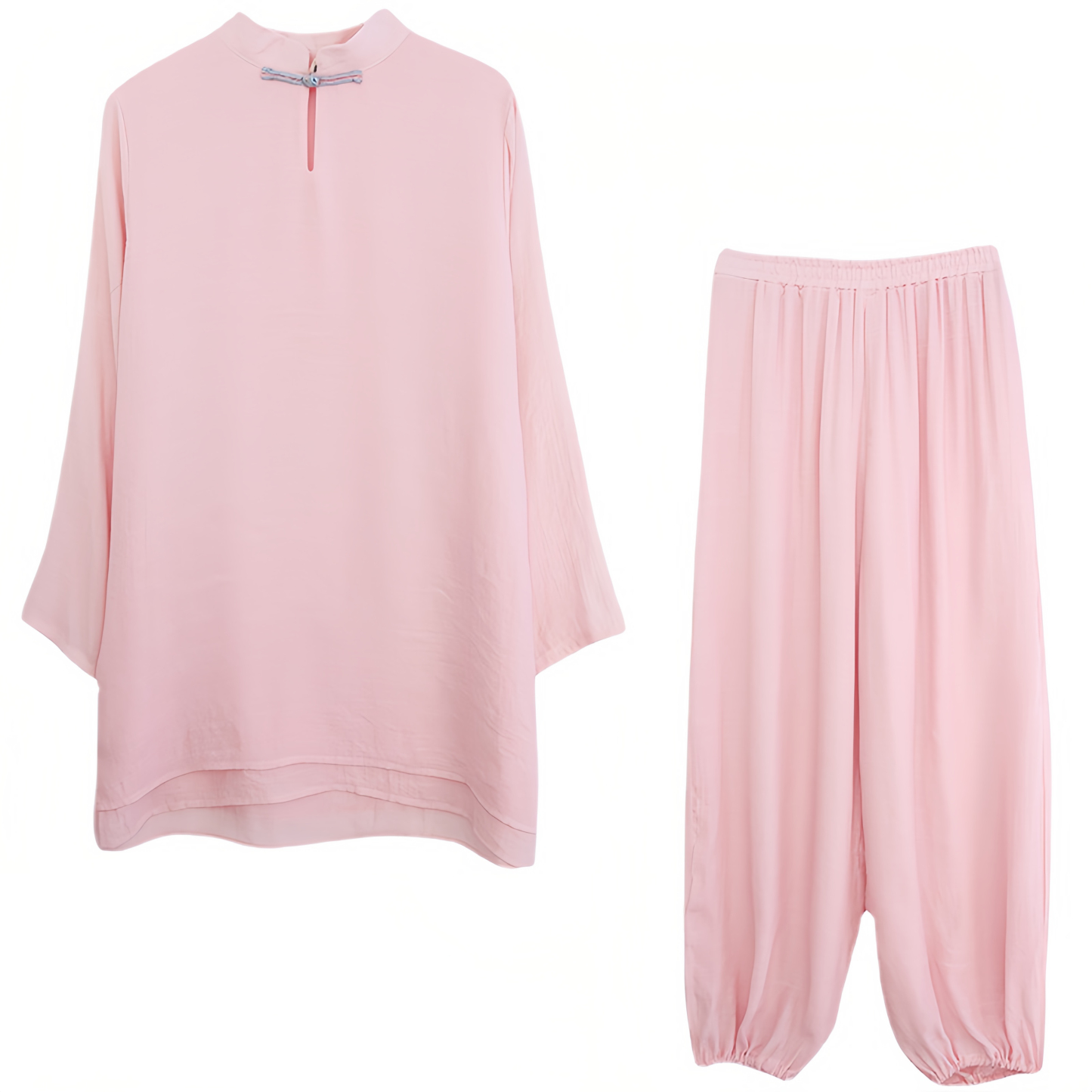 Zen Cotton and Linen Meditation Set | Long Sleeve Button Top + Short Bloomers