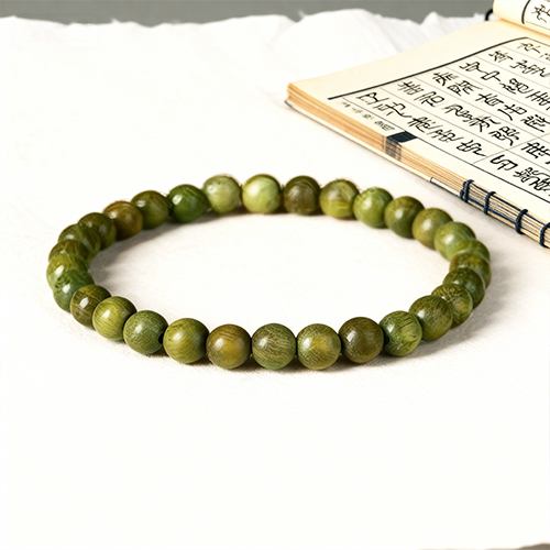 Buddha Stone Natural Green Sandalwood Meditation Agarwood Cinnabar Bracelet