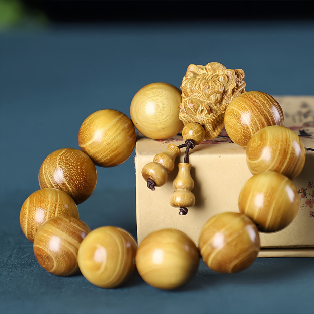 Rosewood Green Sandalwood Small Leaf Red Sandalwood Dragon Carved Protection Bracelet