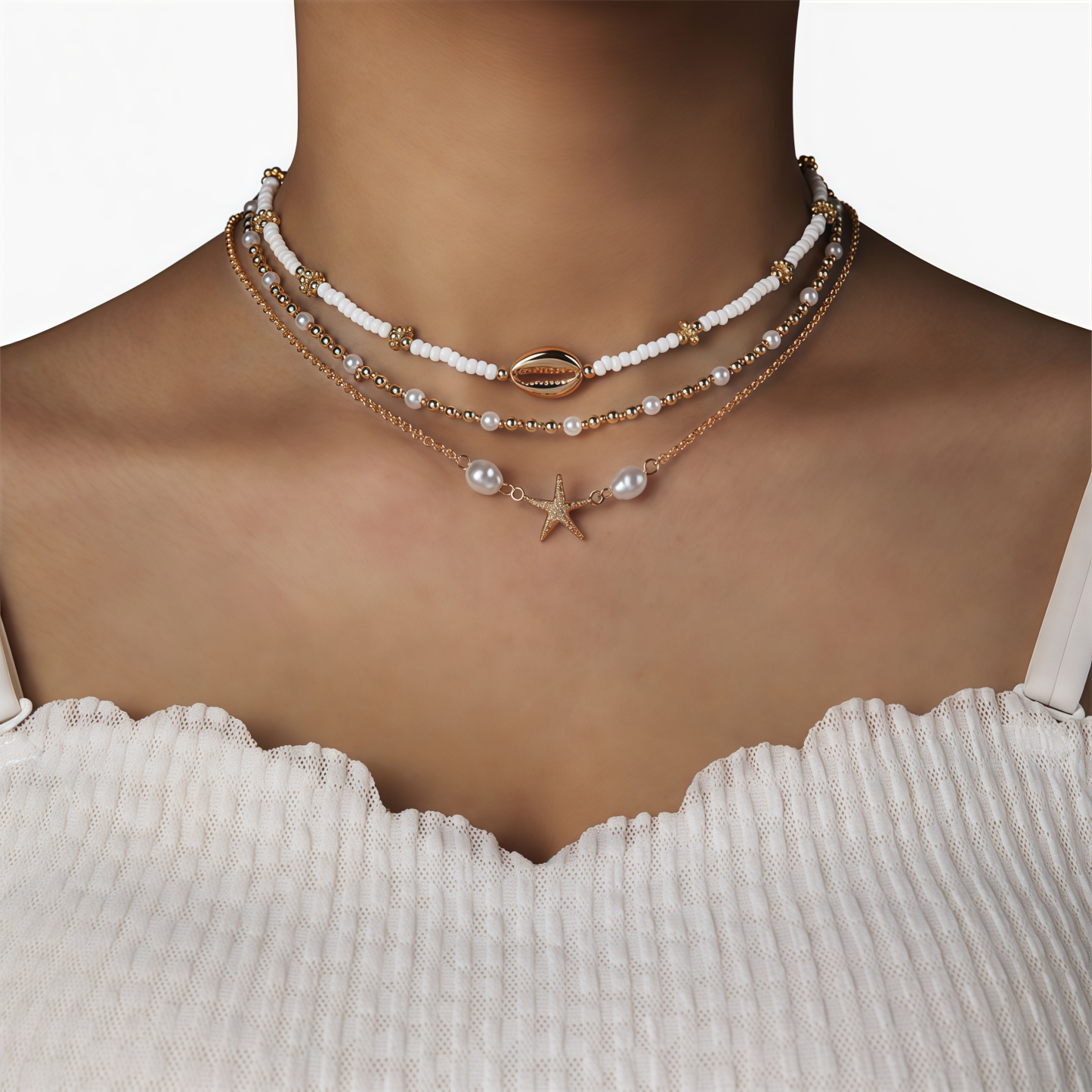 Ocean Muse Jewelry Set | Multi-layer Shell Pearl Healing Necklace