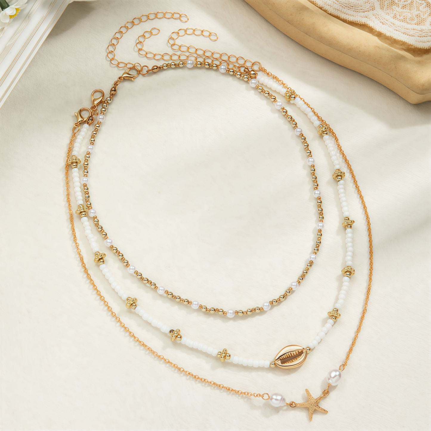 Ocean Muse Jewelry Set | Multi-layer Shell Pearl Healing Necklace