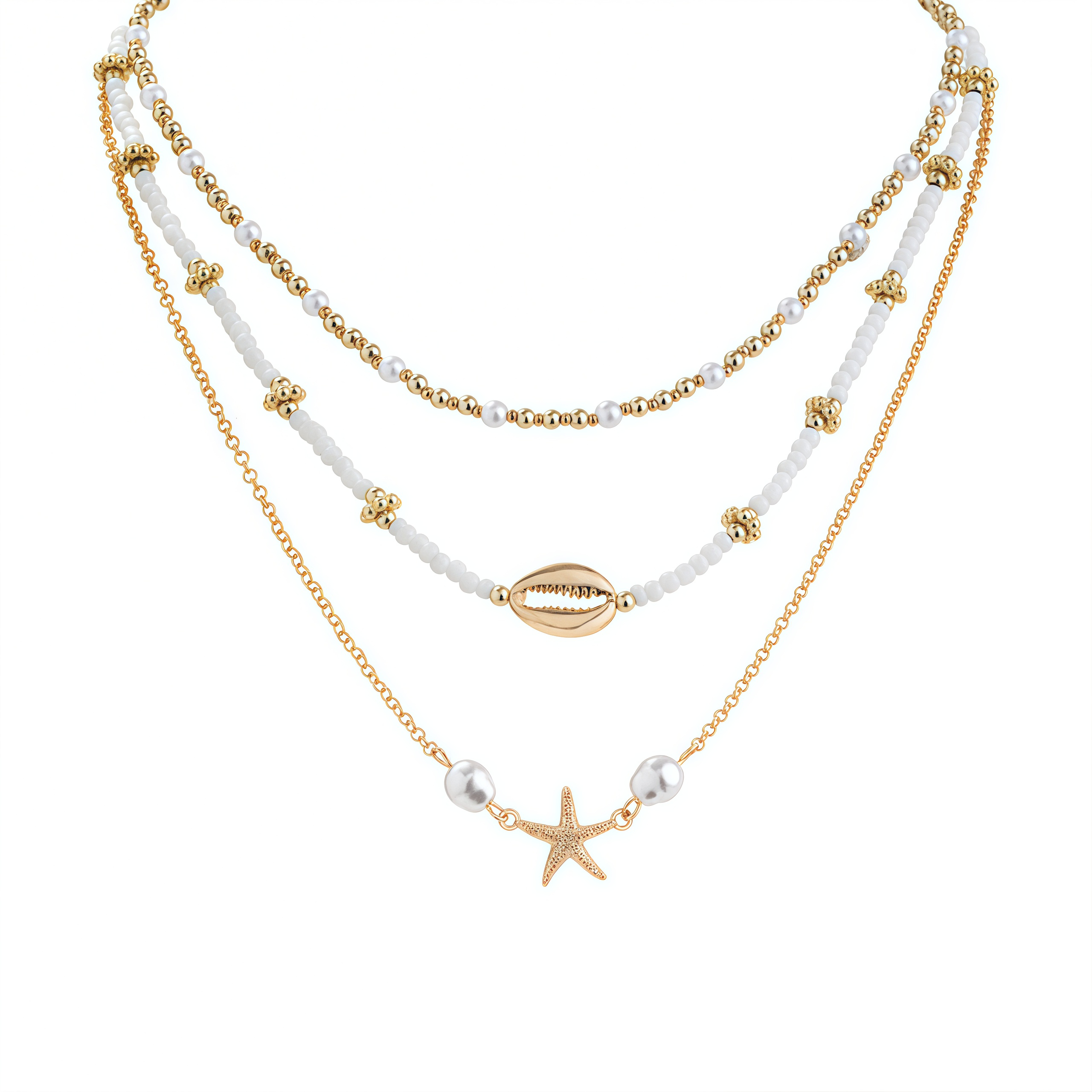 Ocean Muse Jewelry Set | Multi-layer Shell Pearl Healing Necklace