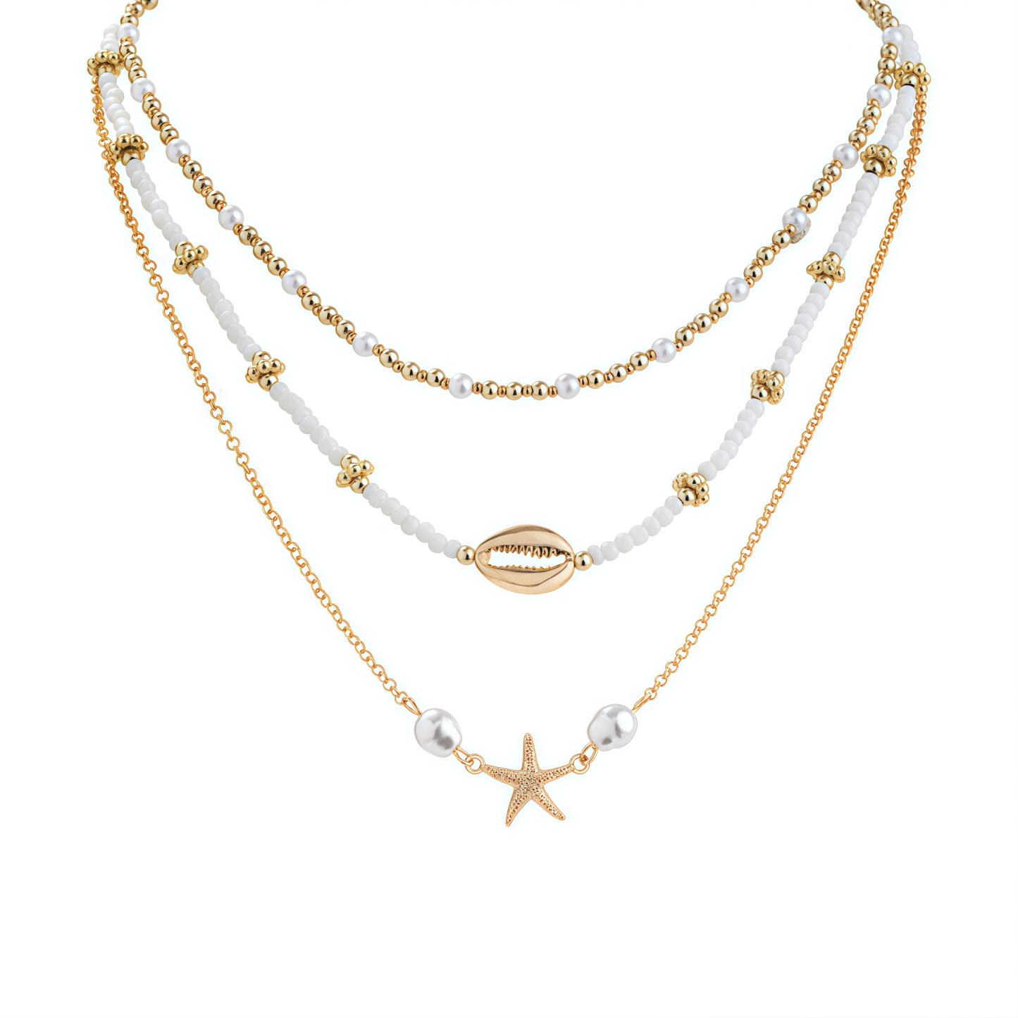 Ocean Muse Jewelry Set | Multi-layer Shell Pearl Healing Necklace