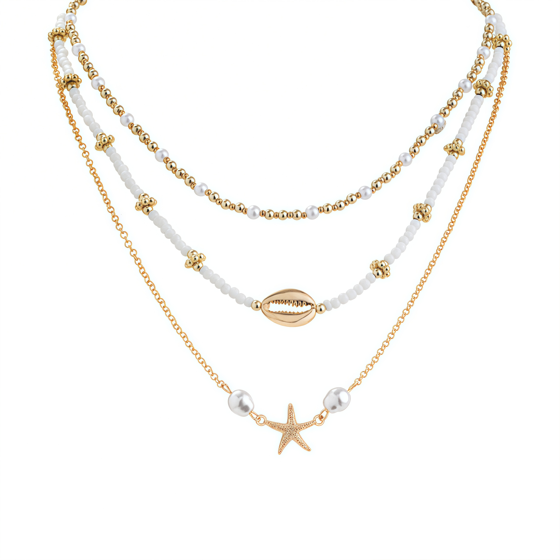 Ocean Muse Jewelry Set | Multi-layer Shell Pearl Healing Necklace