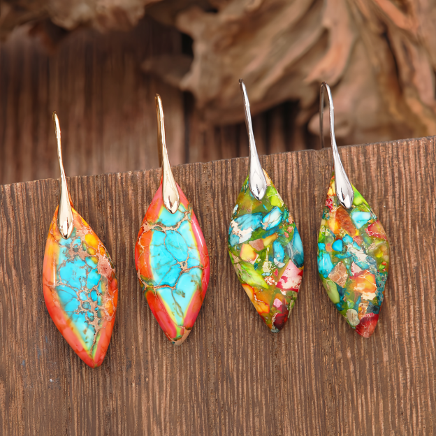 Emperor Stone Healing Crystal Earrings，Handmade Chakra-Balancing Energy Jewelry- EclatDoré