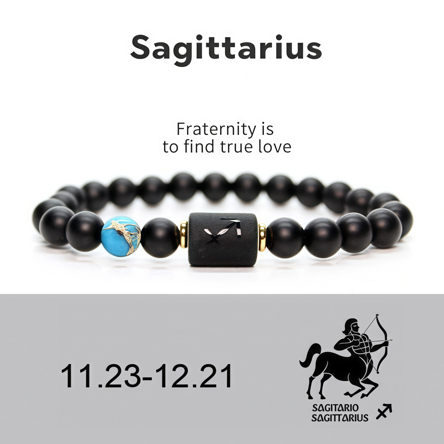 Spiritual Protection 12 Zodiac Signs Black Onyx Guardian Stone Adjustable Stretch Bracelet- EclatDoré