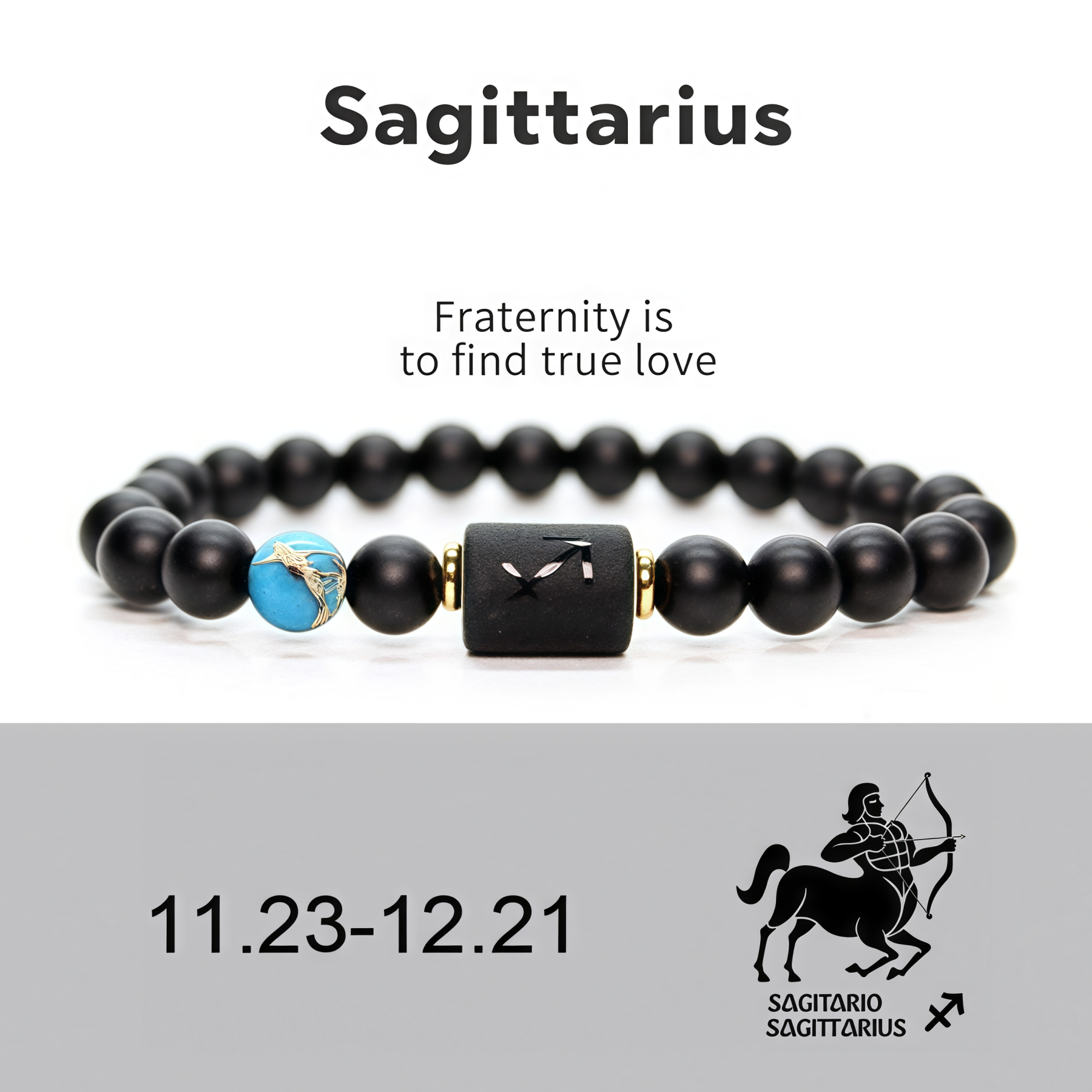 Spiritual Protection 12 Zodiac Signs Black Onyx Guardian Stone Adjustable Stretch Bracelet- EclatDoré