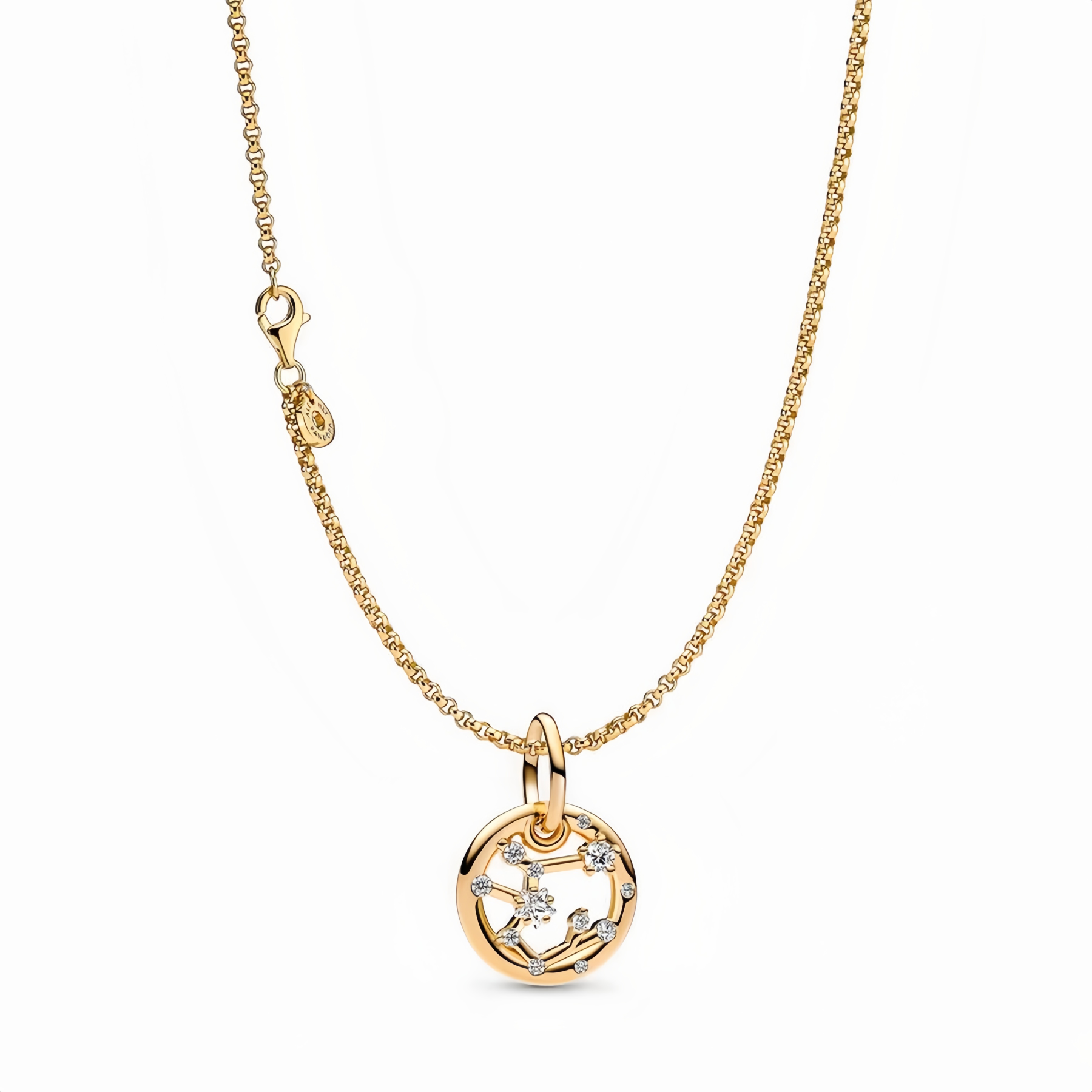 14K Gold-Plated Birthstone Constellations Zirconia Guardian Lucky Pendant Necklace- EclatDoré