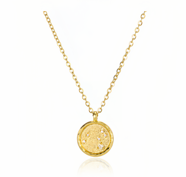 14K Gold Plated Zodiac Star Map Pendant Necklace for All Zodiac Signs – Love Jewelry Gift for Couples- EclatDoré