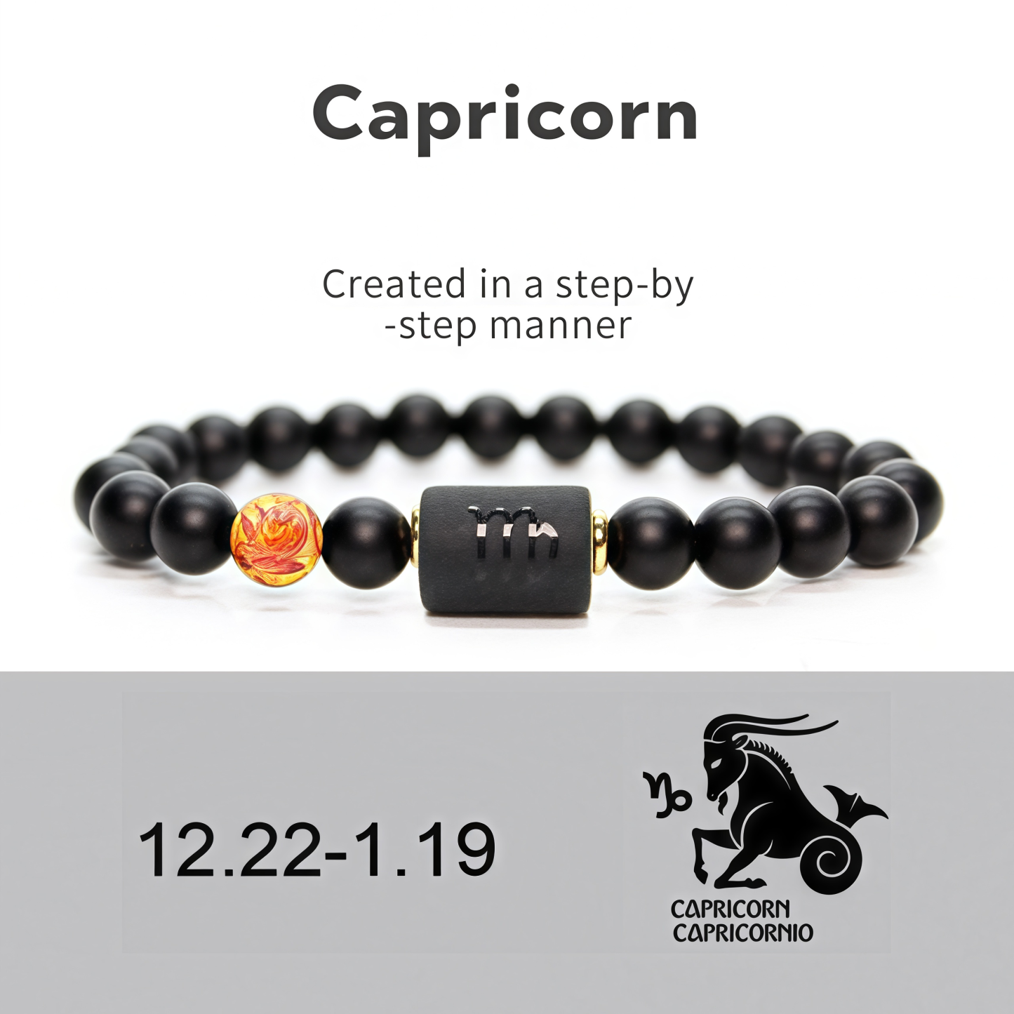 Spiritual Protection 12 Zodiac Signs Black Onyx Guardian Stone Adjustable Stretch Bracelet- EclatDoré