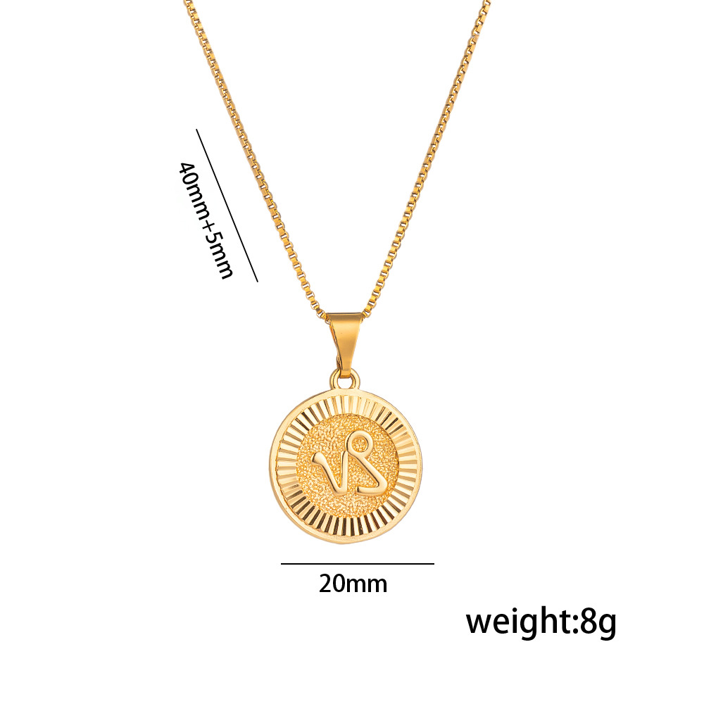 Titanium Steel Zodiac Constellation Letter Energy Protection Necklace