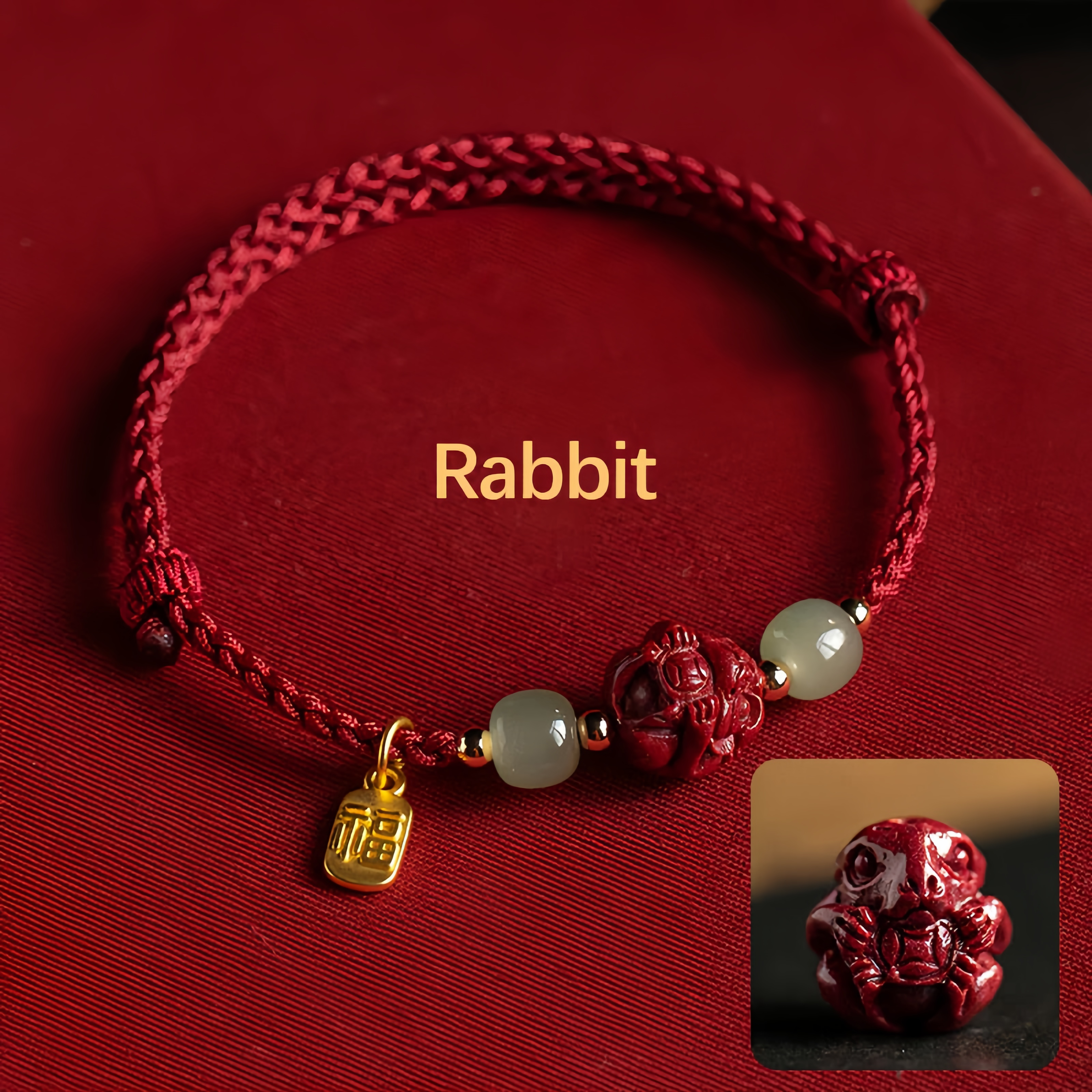 Natural Cinnabar 12 Zodiac Signs Hetian Jade Good Fortune Symbol Lucky Bracelet - Handwoven Charm Jewelry- EclatDoré