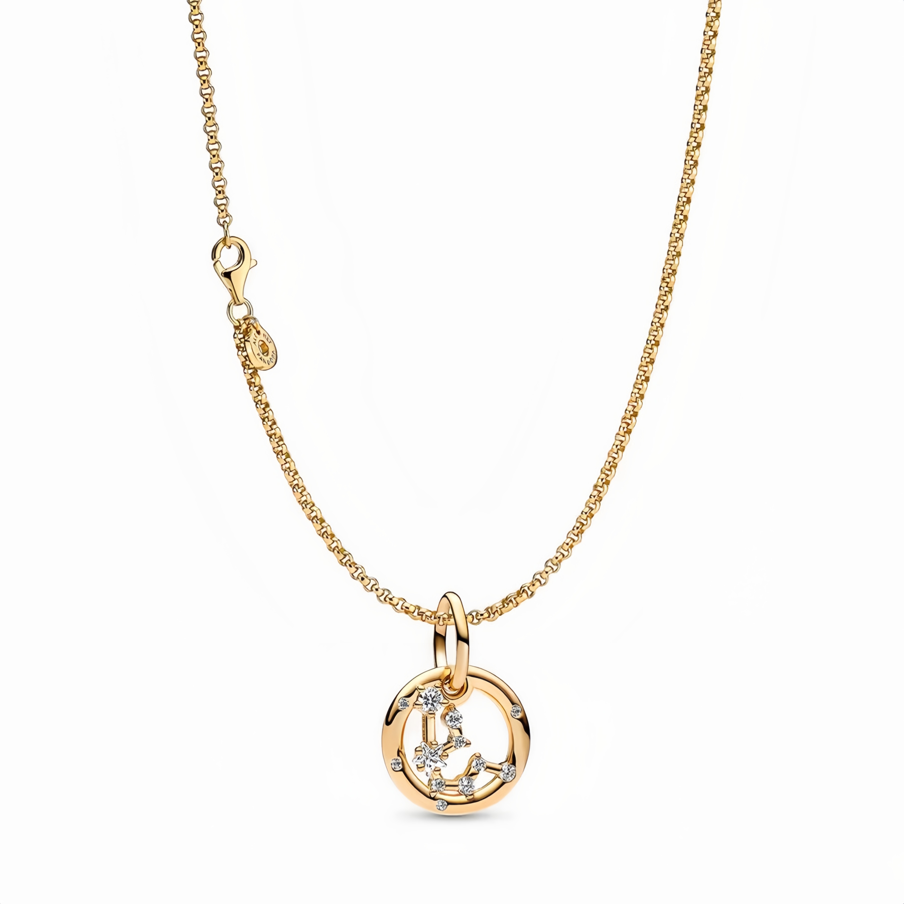 14K Gold-Plated Birthstone Constellations Zirconia Guardian Lucky Pendant Necklace- EclatDoré