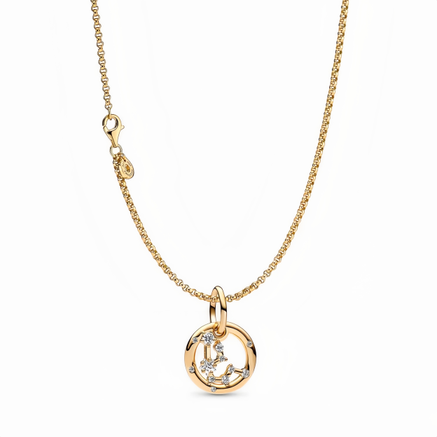 14K Gold-Plated Birthstone Constellations Zirconia Guardian Lucky Pendant Necklace- EclatDoré