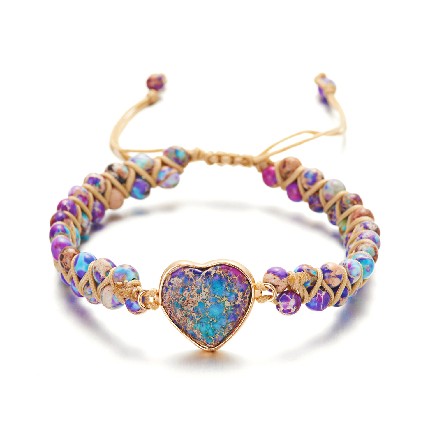 Meditation Heart Bracelet Chakra Stone Rope |   Anxiety Relief Accessories Healing Gemstone Set