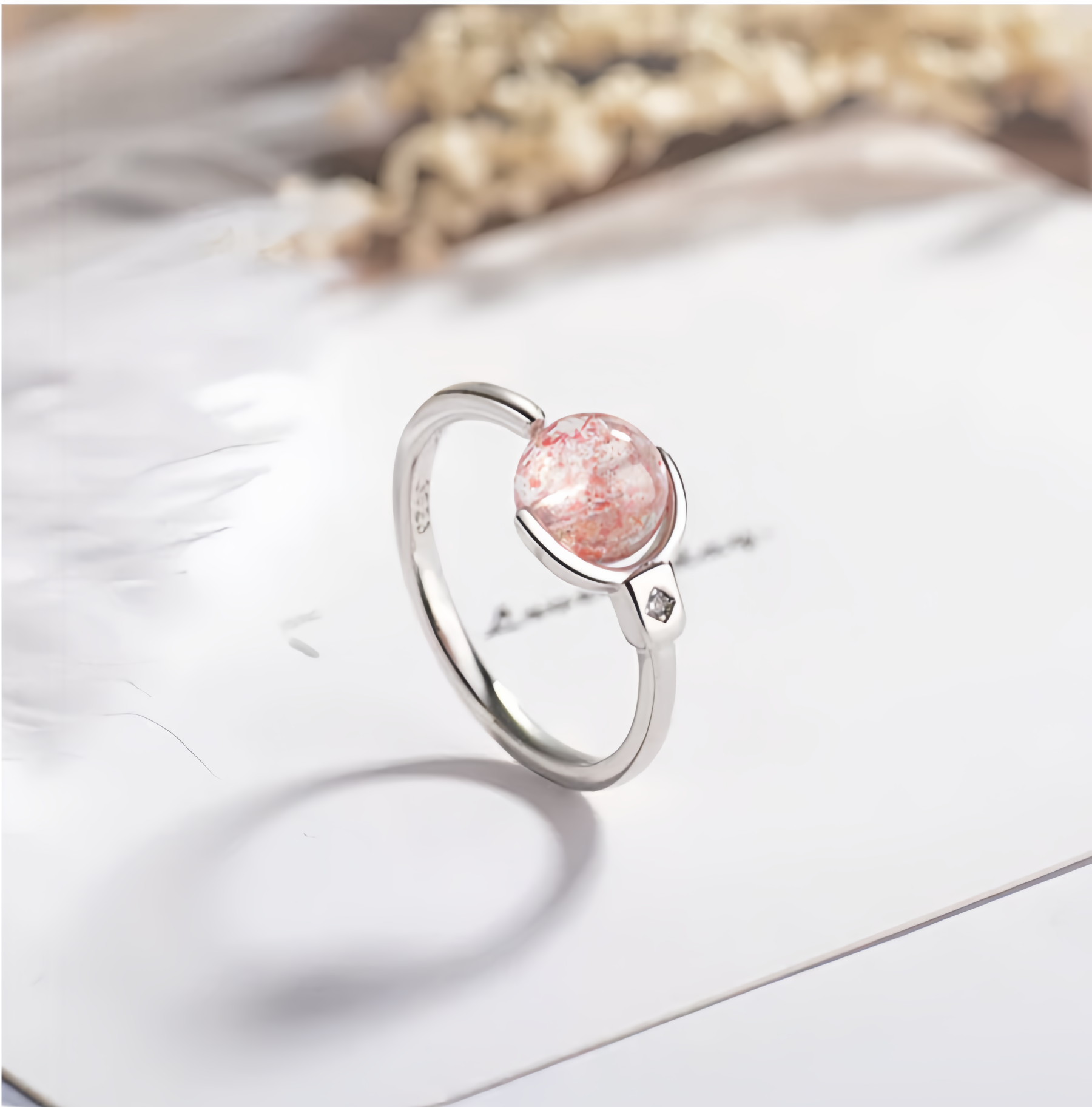 Pink Crystal Soothing Rotation Ring- EclatDoré