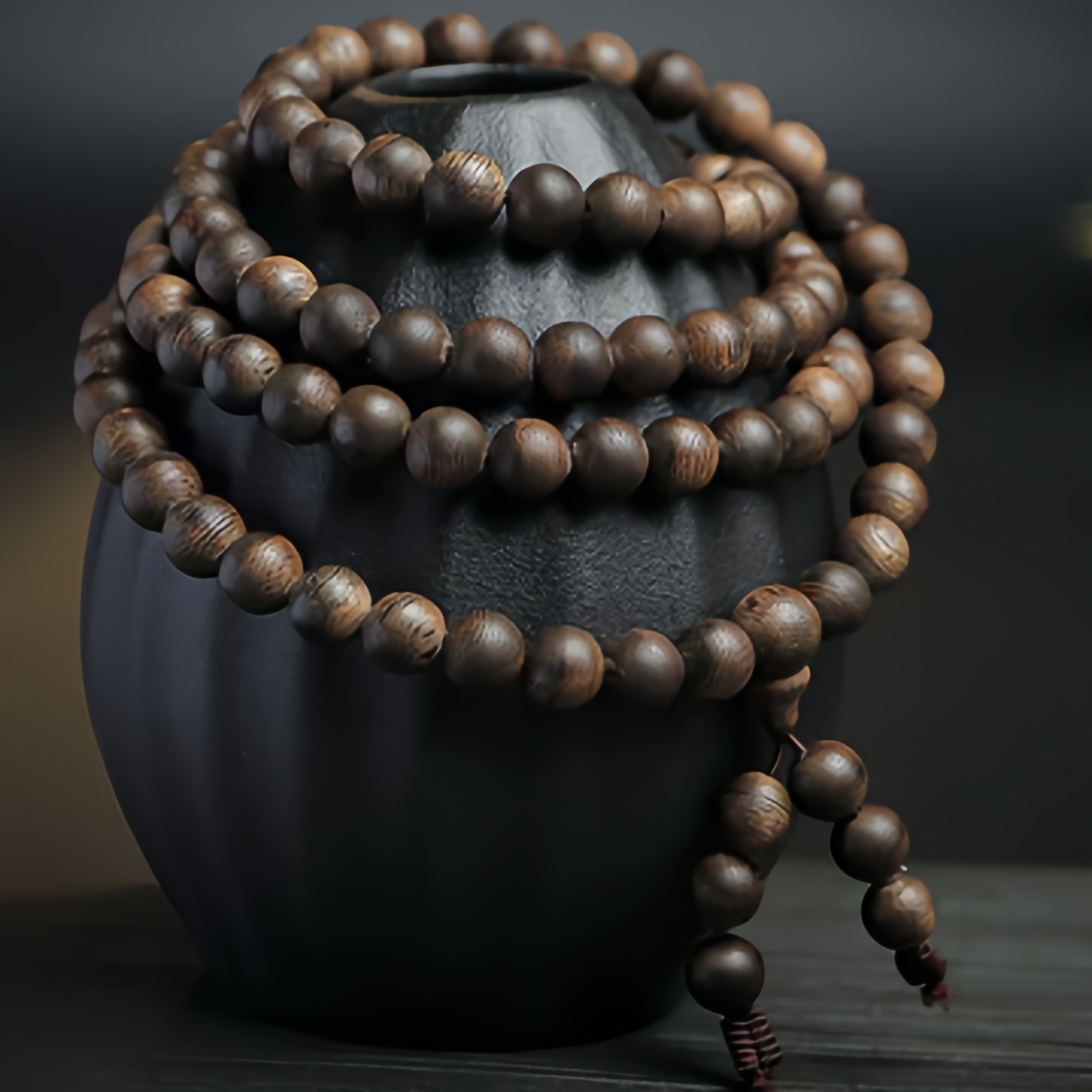 108 Mala Beads Agarwood Peace Strength Calm Bracelet- EclatDoré