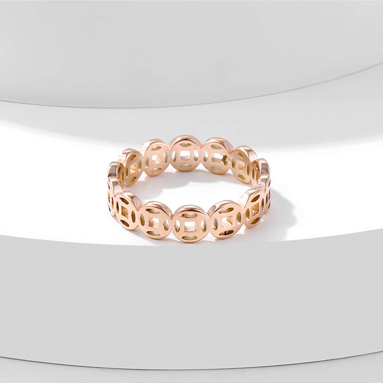 Vintage 18K Gold Plated Lucky Money Coin Ring for  Men & Women - Adjustable Stackable Fortune Attraction Jewelry- EclatDoré