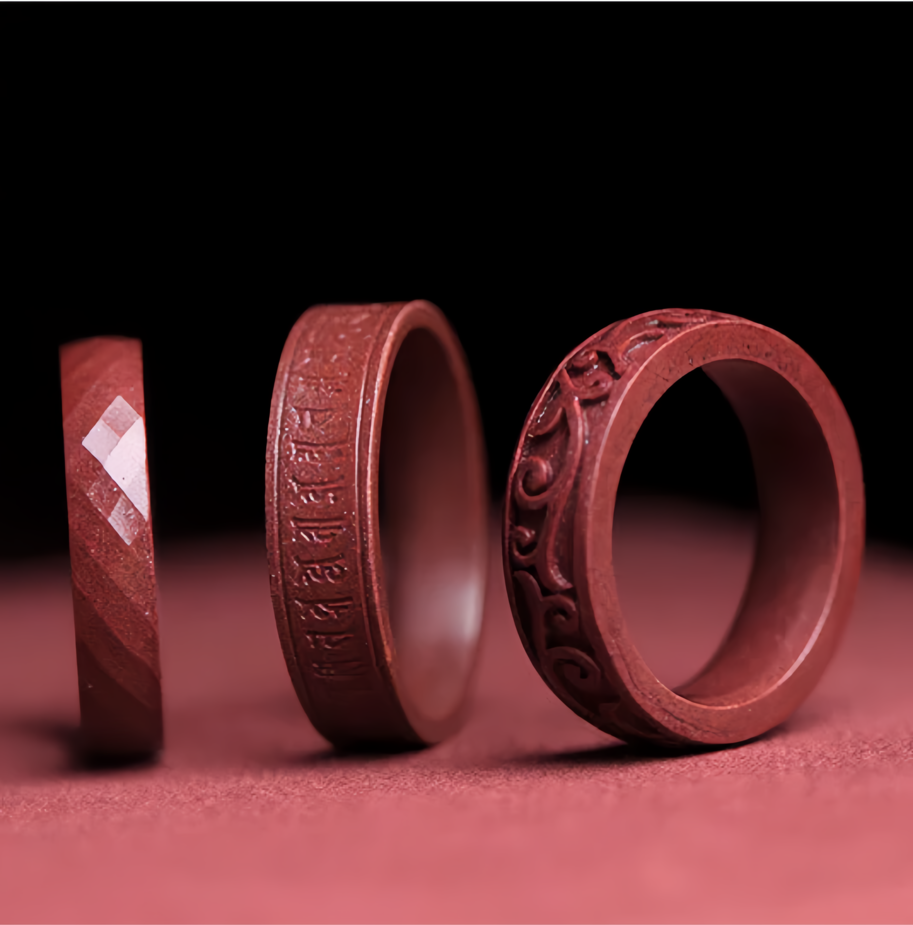 Handmade Cinnabar Om Mani Padme Hum Six Syllable True Words Cloud Pattern Buddhist Symbol Jewelry Ring for Men Women- EclatDoré