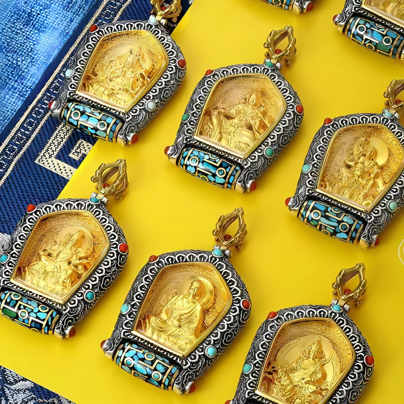 Tibet Chinese Zodiac Natal Buddha Thangka  Prosperity Rotatable Dzi Bead Necklace Pendant- EclatDoré