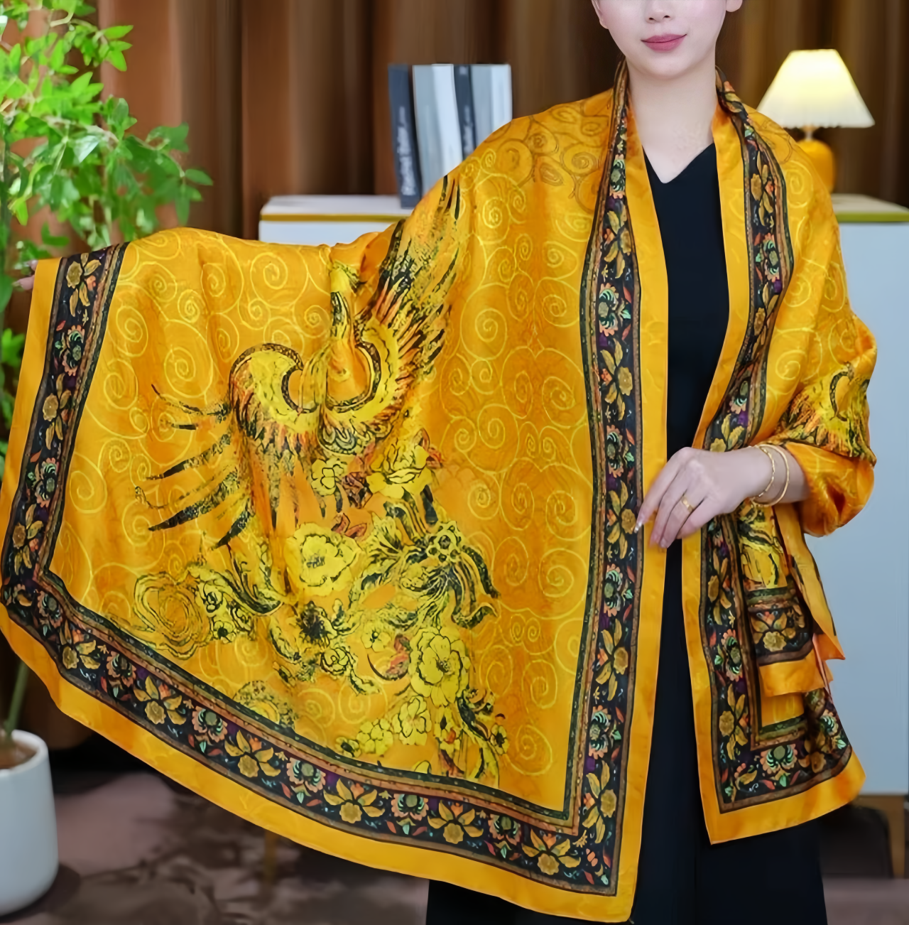 New Dragon Scale Silk Road Handwoven Silk Scarf - UV-Protective Lightweight Vintage Chinese Ethno Fashion Shawl- EclatDoré