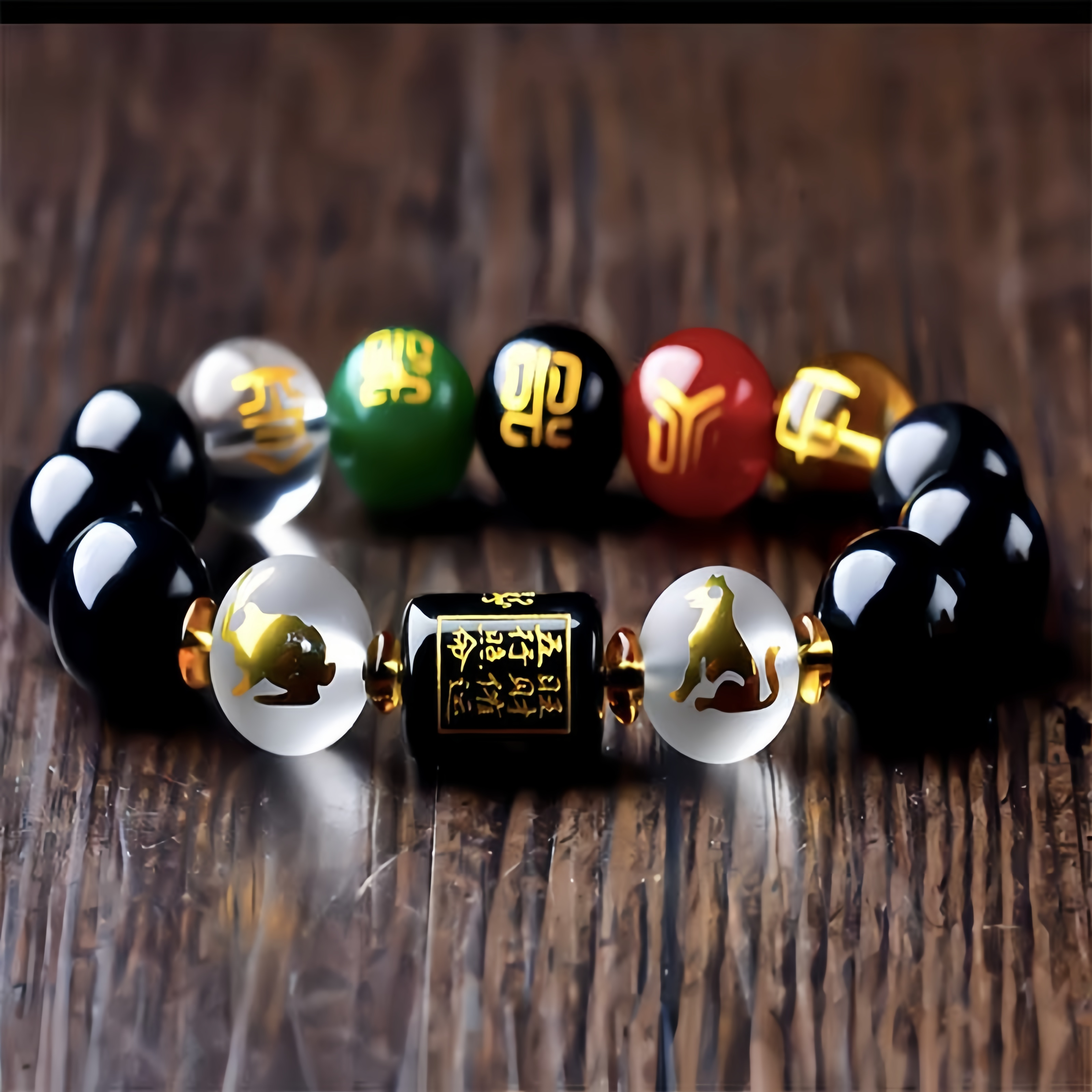 Chinese Zodiac Feng Shui Obsidian Five-Element Wealth Porsperity Bracelet- EclatDoré