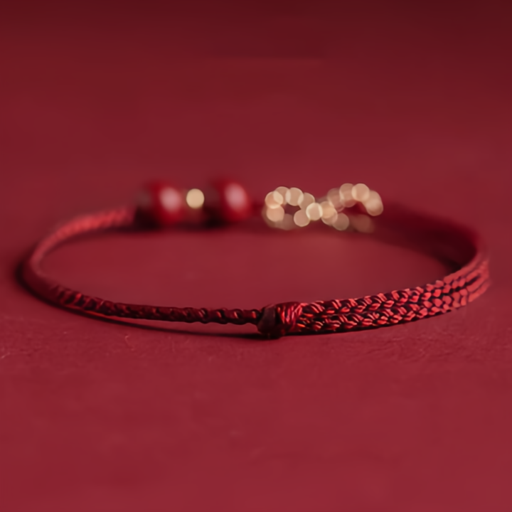 Cinnabar Blessing Red String 14K Gold Infinity Symbol Bracelet Anklet- EclatDoré