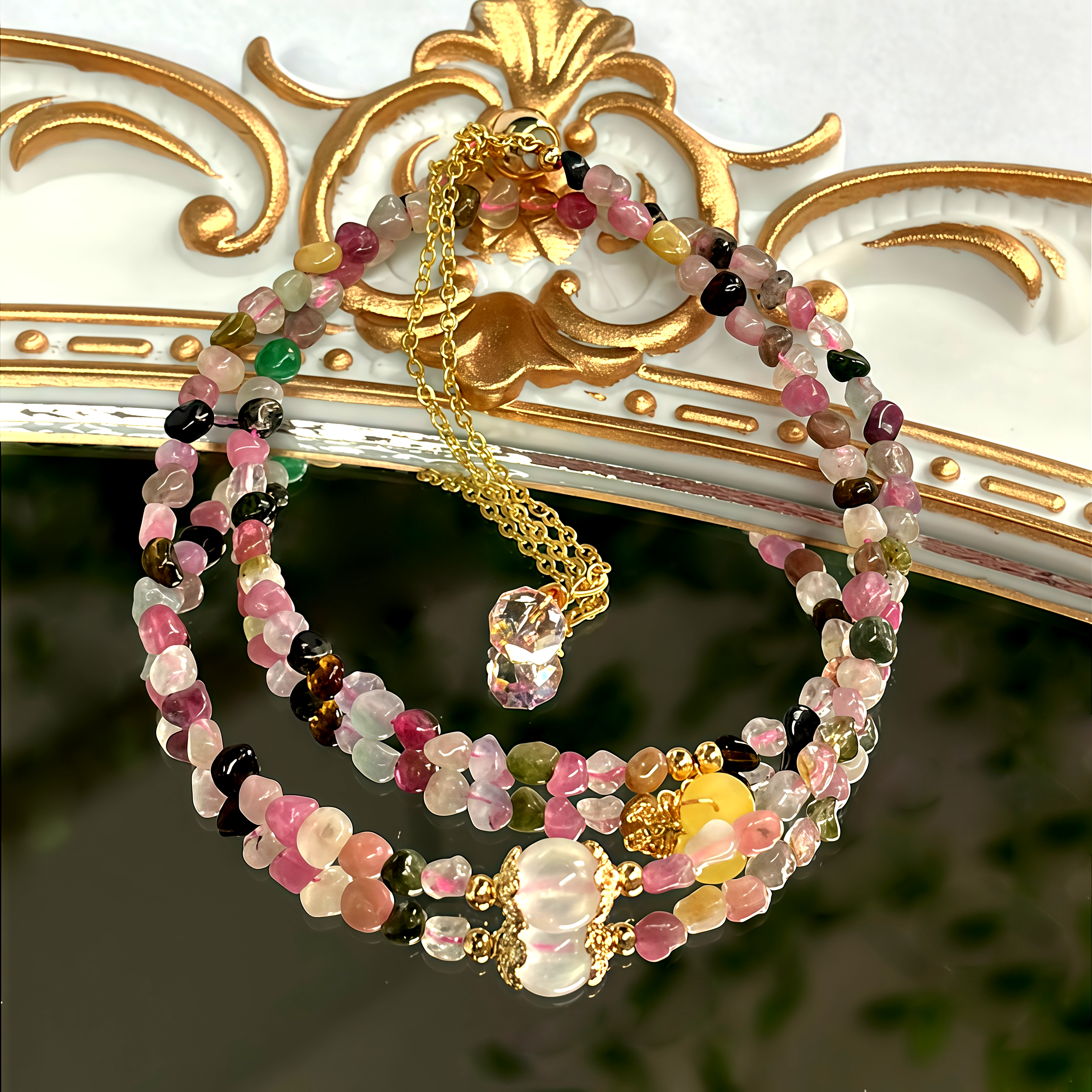 Peaceful Guidance - Tourmaline Hamsa Charm Bracelet- EclatDoré