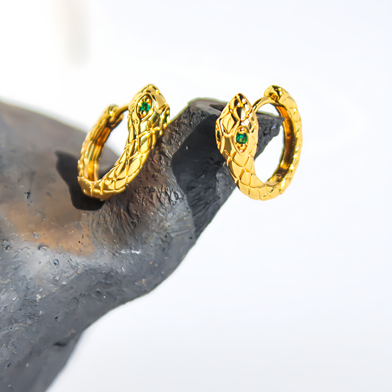 Zodiac Green Zircon Snake Eye Earrings - Adjustable Snake Earrings, Unique Statement Jewelry- EclatDoré