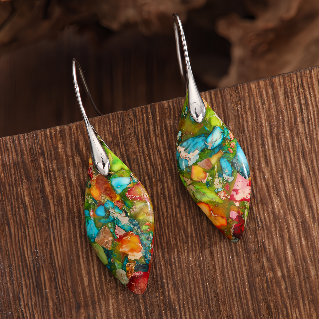 Emperor Stone Healing Crystal Earrings，Handmade Chakra-Balancing Energy Jewelry- EclatDoré