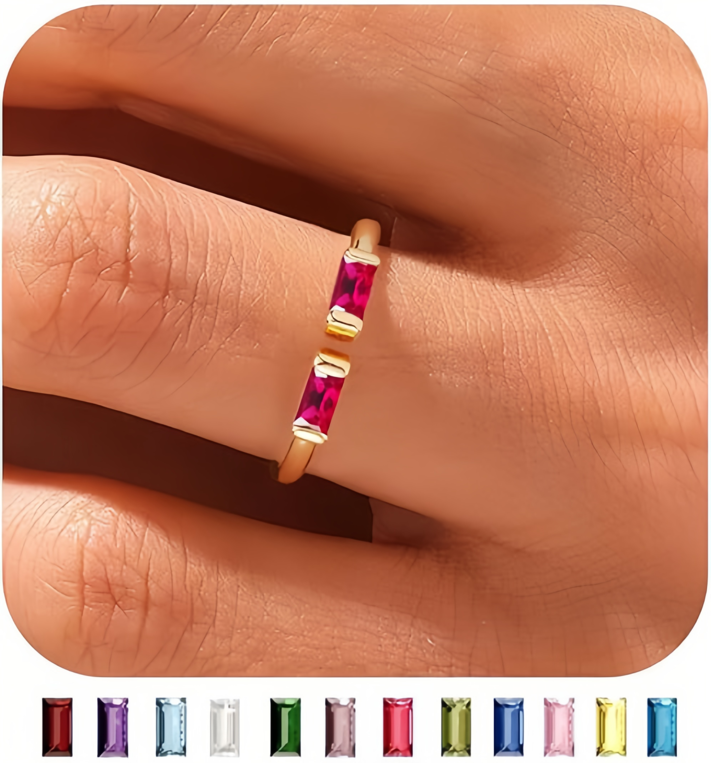 Birthstone Ring by ｜Best Friend Gift ｜ Anniversary Gift ｜ Adjustable Personalized Gemstone Ring- EclatDoré