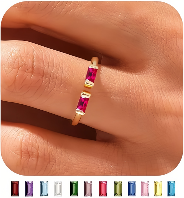 Birthstone Ring by ｜Best Friend Gift ｜ Anniversary Gift ｜ Adjustable Personalized Gemstone Ring- EclatDoré