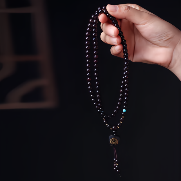 108 Mala Beads Tibetan Small Leaf Red Sandalwood Lotus Balance Bracelet- EclatDoré