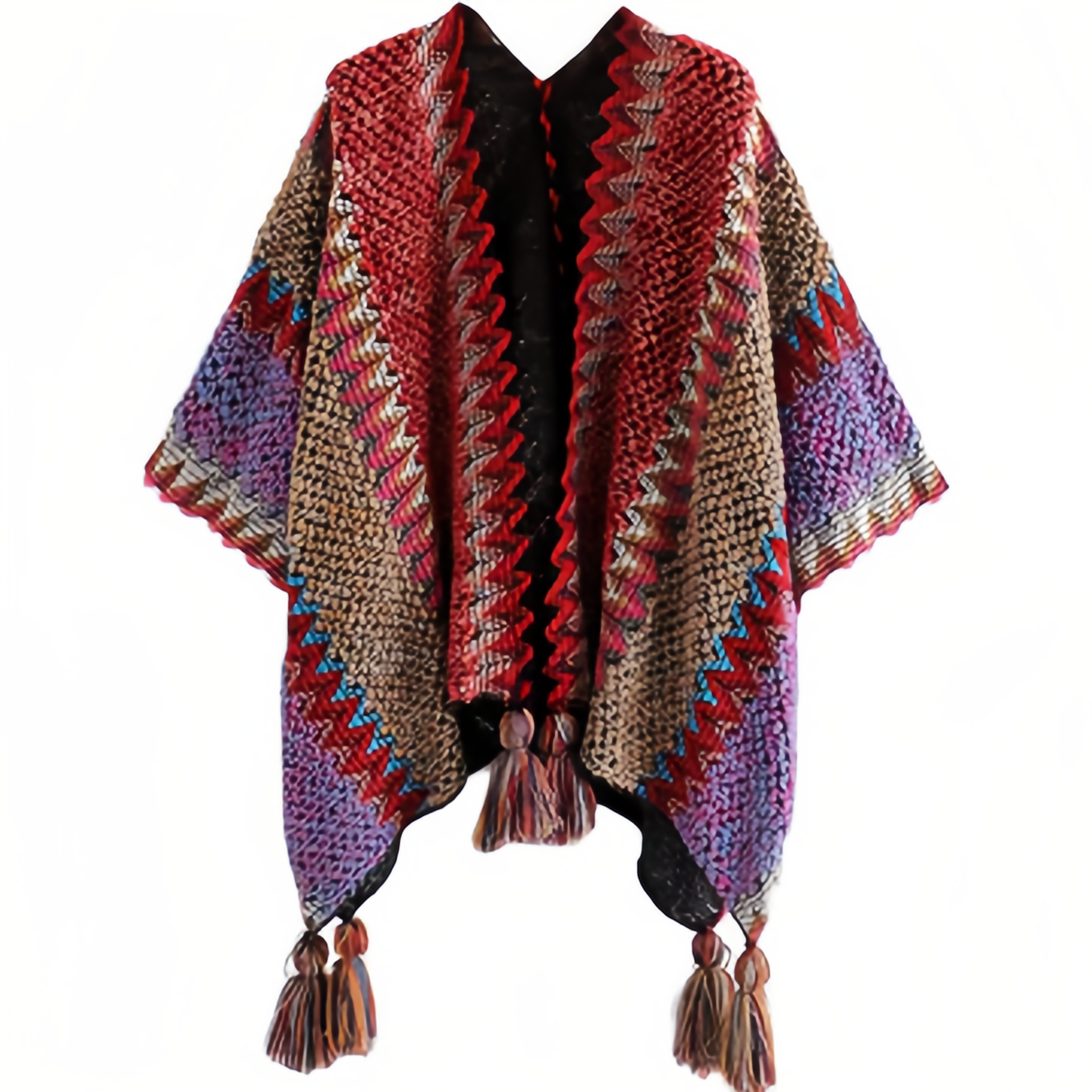 Tibetan Shawl Knitting Warm Cloak Tibetan Tassel Scarf- EclatDoré