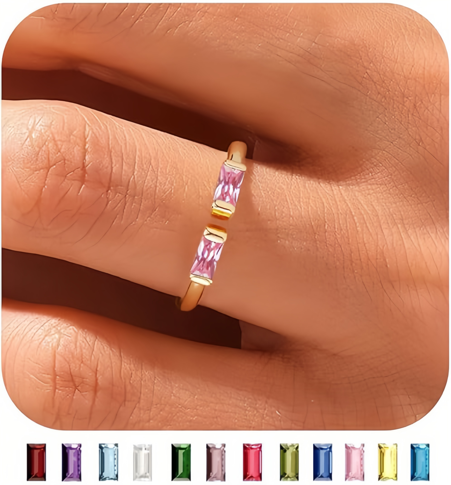 Birthstone Ring by ｜Best Friend Gift ｜ Anniversary Gift ｜ Adjustable Personalized Gemstone Ring- EclatDoré