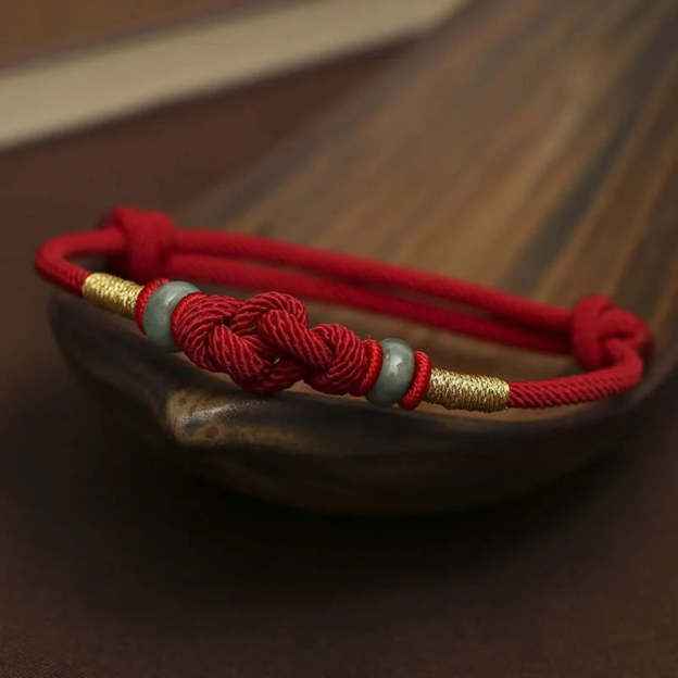 2025 Red String Jade Luck Fortune Knot Braided Couple Bracelet- EclatDoré