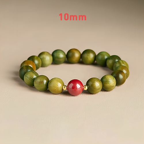 Buddha Stone Natural Green Sandalwood Meditation Agarwood Cinnabar Bracelet