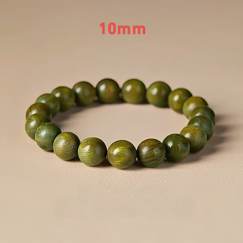 Buddha Stone Natural Green Sandalwood Meditation Agarwood Cinnabar Bracelet