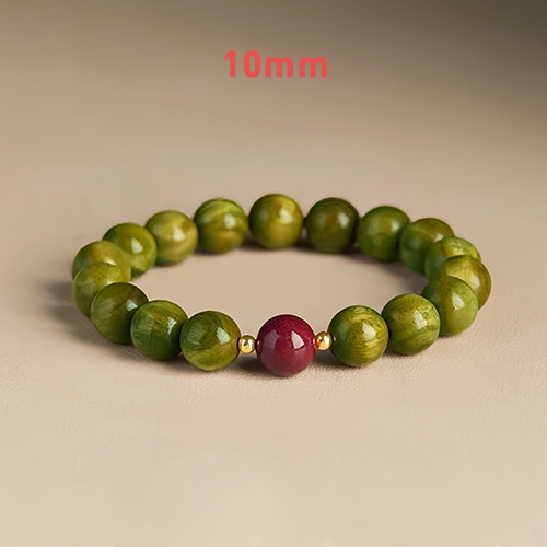Buddha Stone Natural Green Sandalwood Meditation Agarwood Cinnabar Bracelet