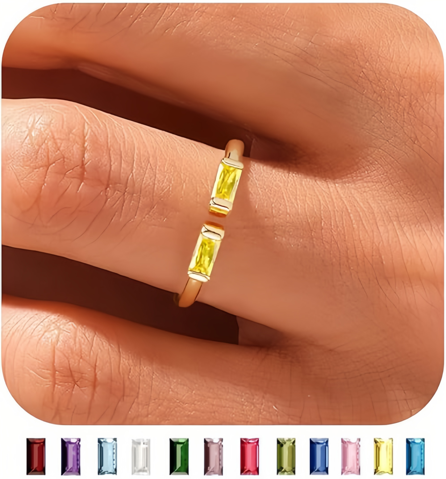 Birthstone Ring by ｜Best Friend Gift ｜ Anniversary Gift ｜ Adjustable Personalized Gemstone Ring- EclatDoré